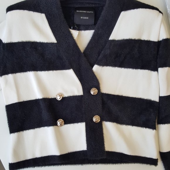 MASSIMO DUTTI ! Crossover striped Cardigan With Buttons - Picture 9 of 9